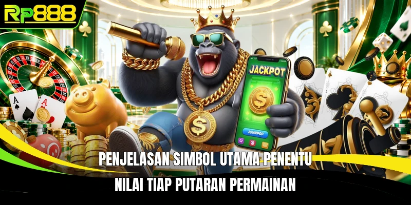 Penjelasan simbol utama penentu nilai tiap putaran permainan
